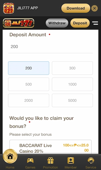 Step 2: Input the amount you want to deposit.